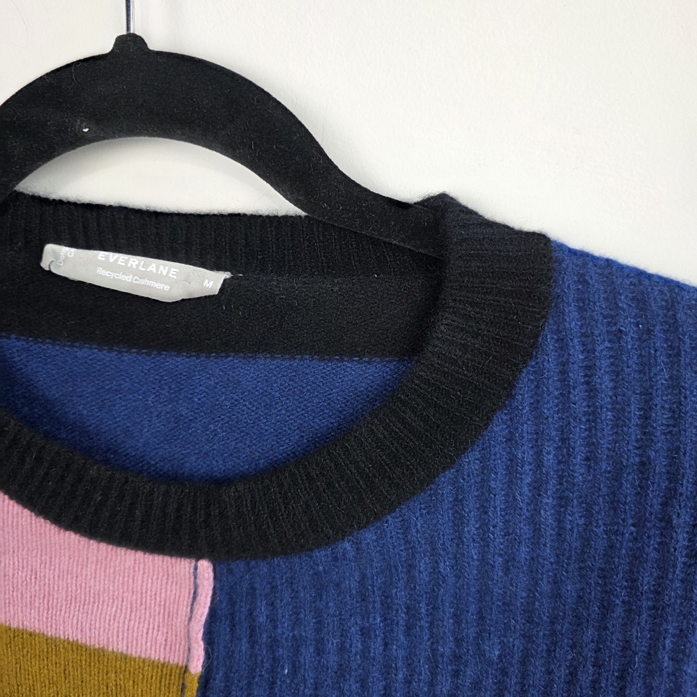 Everlane Multicolor Patchwork Sweater, Size M - image 3